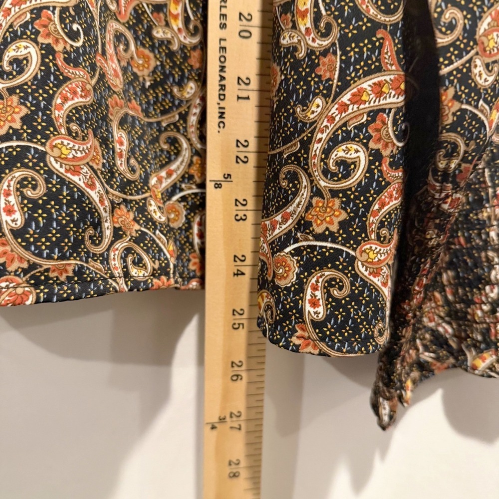 THML Paisley Women M Black Long Sleeve Smocked Peasant Victorian Office NWT - Picture 7 of 8